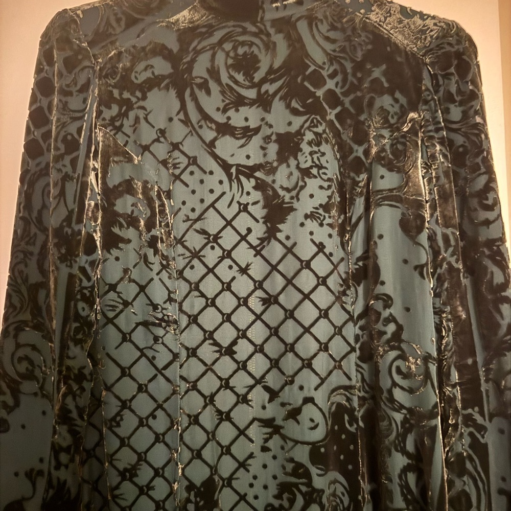 Balmain Green Long Sleeve Mock Neck Dress